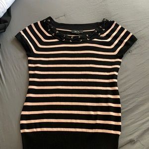 Pink and Black Striped Top